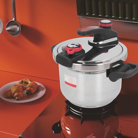 Professional Pressure Cooker, Electric Pressure Cooker 6L 304 Stainless Steel 2 Gear Stovetop Multi Cooker Pressure Cookware Pot with Foldable Handle for Home Kitchen Fast Cooking