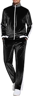 COOFANDY Mens Velour Tracksuit 2 Piece Set Velvet Track Suits for Party