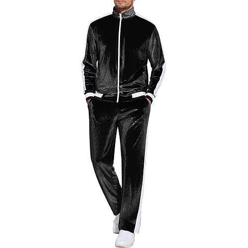 COOFANDY Mens Tracksuit 2 Piece Set Velour Velvet Sweatsuit Jogging Suits Full Zip Jacket Pants Outfits
