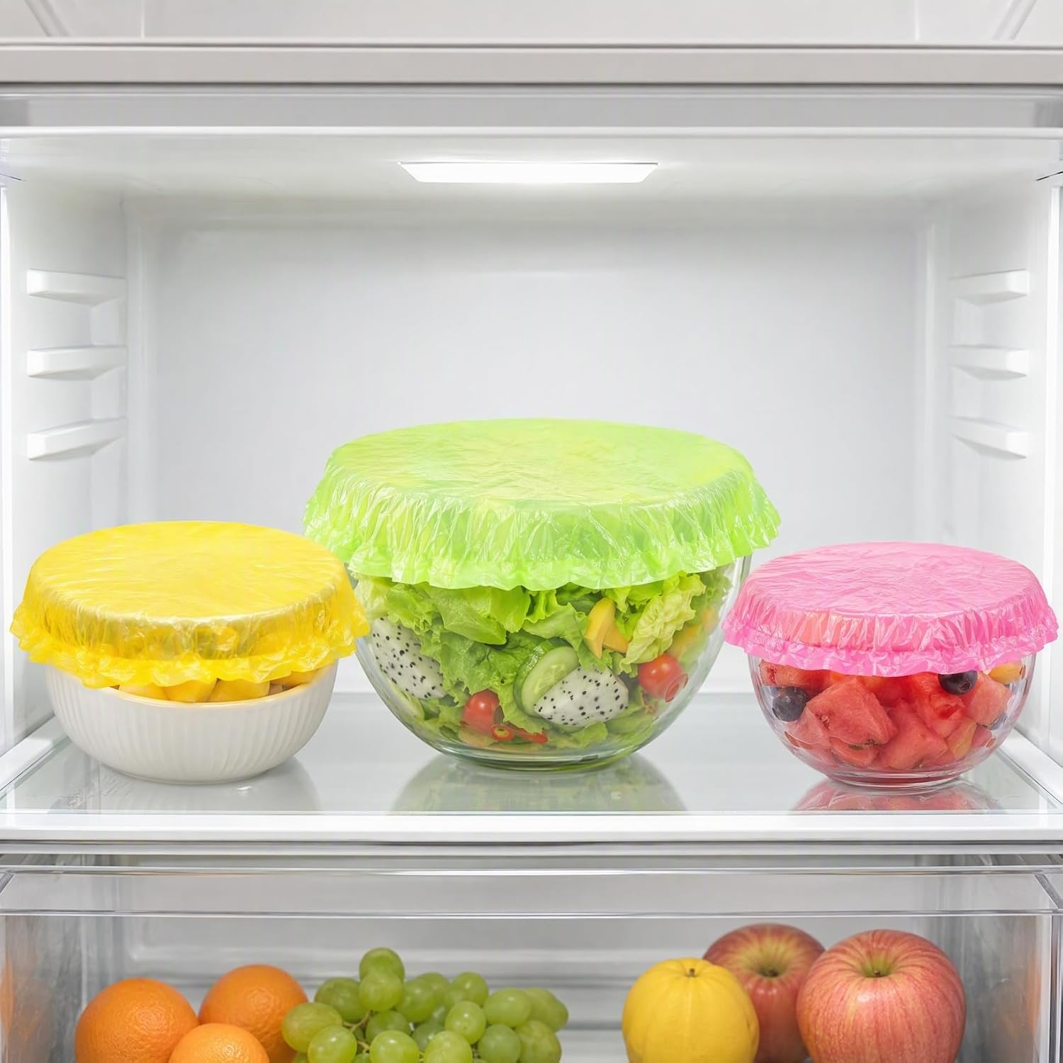 Garneck 60pcs Elastic Bowl Covers Reusable Food Covers Stretch Lids for Lids Reusable Bags for Food Preservation