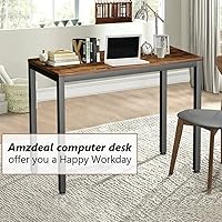 Vista 5 de JOYWA Escritorio de computadora de 40 pulgadas para oficina en casa, escritorio de PC de estilo moderno y simple, marco de metal negro, marrón