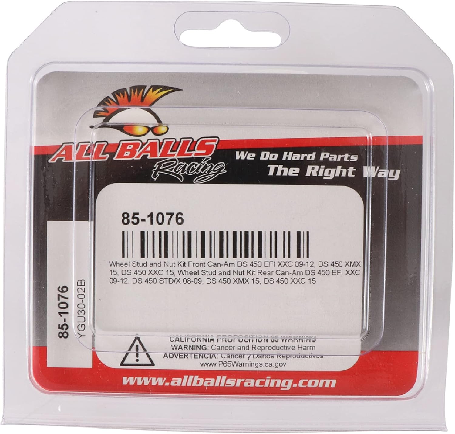 All Balls Racing 85-1076 Wheel Stud and Nut Kit Compatible with/Replacement For Can-Am DS 450 XMX 2015, DS 450 XXC 2015