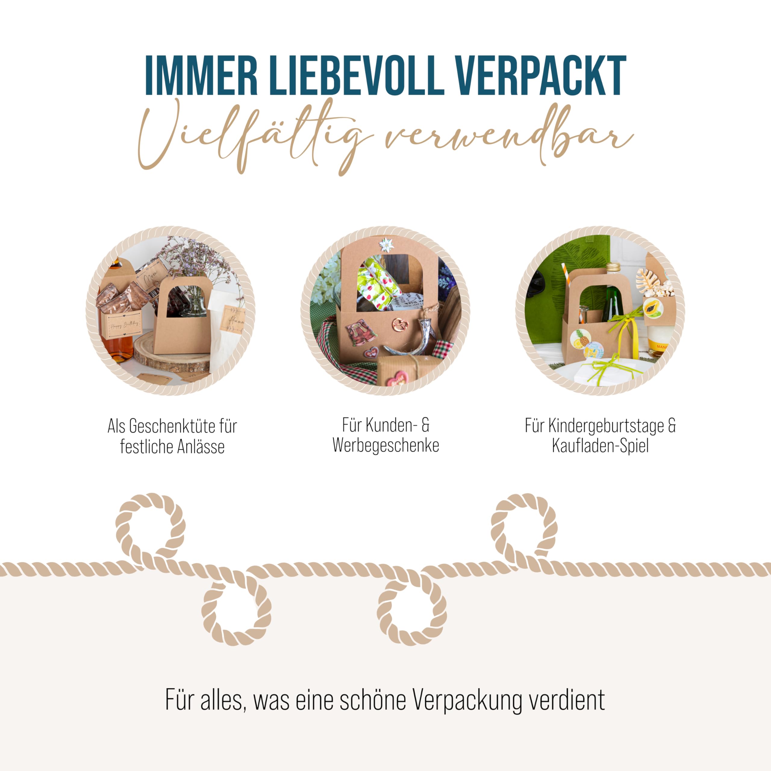 Logbuch-Verlag 50 małych koszy prezentowych z papieru typu kraft, 14,5 x 17,5 x 10 cm, opakowanie prezentowe dla klientów