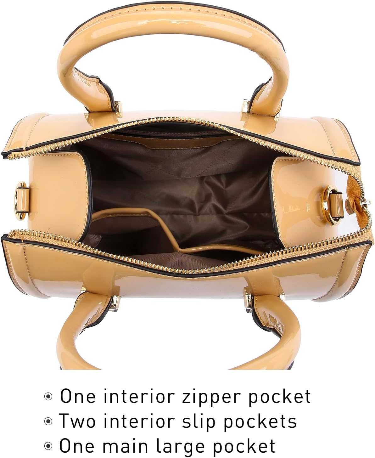 Shiny Patent Faux Leather Handbags Barrel Top Handle Purse Satchel Bag Shoulder Bag for Women - Image 5