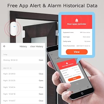 Tuya WiFi Door Sensor: Wireless Security Alarm, Compatible with Alexa, Google Home, Siri - Smart Door Sensor for Home Business Security (1 Pack)