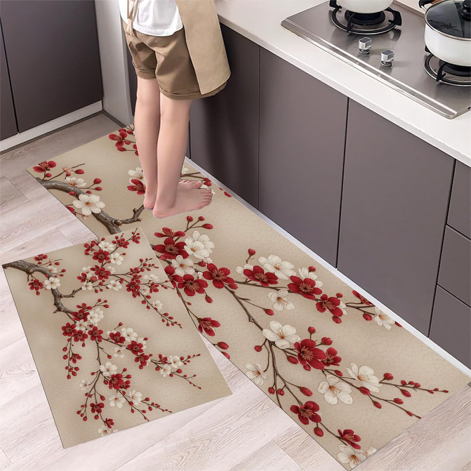 Alfombra lavable estilo tradicional beige para dar calidez a tu cocina y pasillo