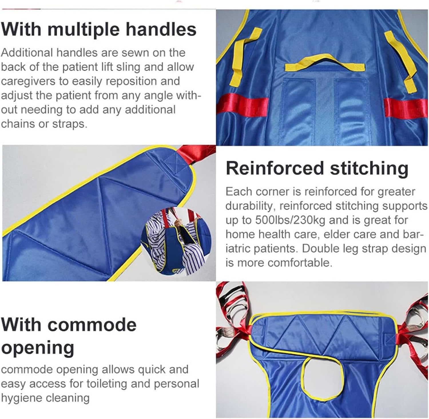 Toileting Sling Patient Lifter-Full Body Patient Lift Sling-Patient Lift Sling with Commode Opening-Medical Lift Equipment Divided Leg for Elderly,Handicapped (Color : L)