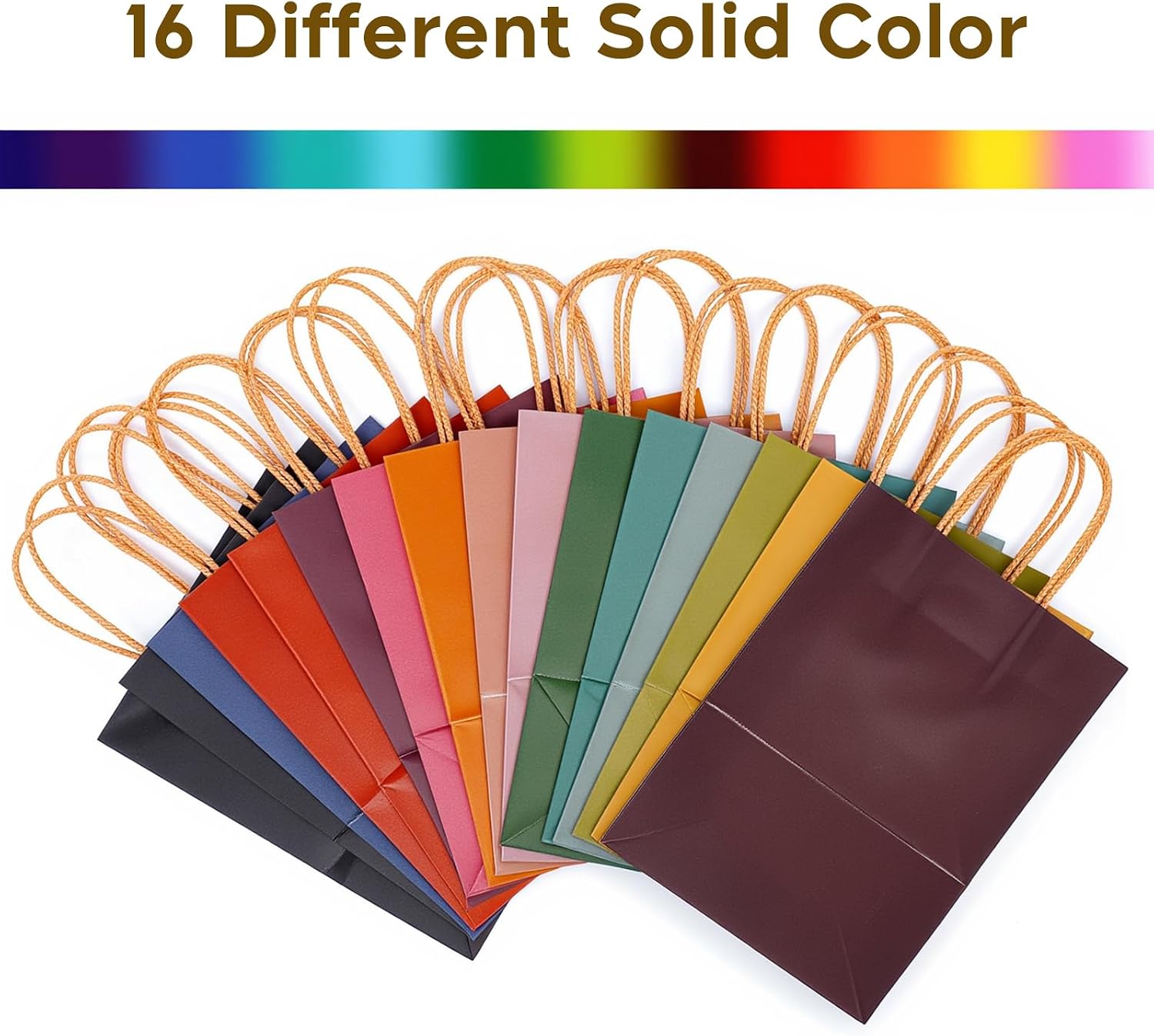 16-Packs Gift Bags with Handles 8.3"x5.9"x3.15", 16 Random Solid Colors, Small Size Party Favor Bags Multiple Uses Mix image 2