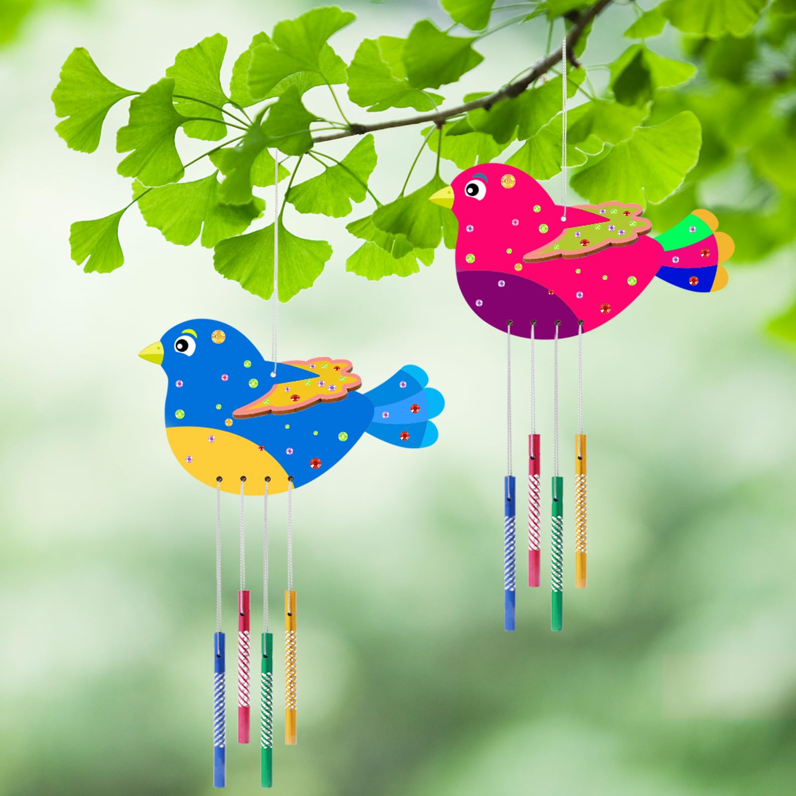 Bomtop 8 Kit Uccelli 3D In Legno Fai Da Te – Campanelli Eolici Da Colorare Per Bambini