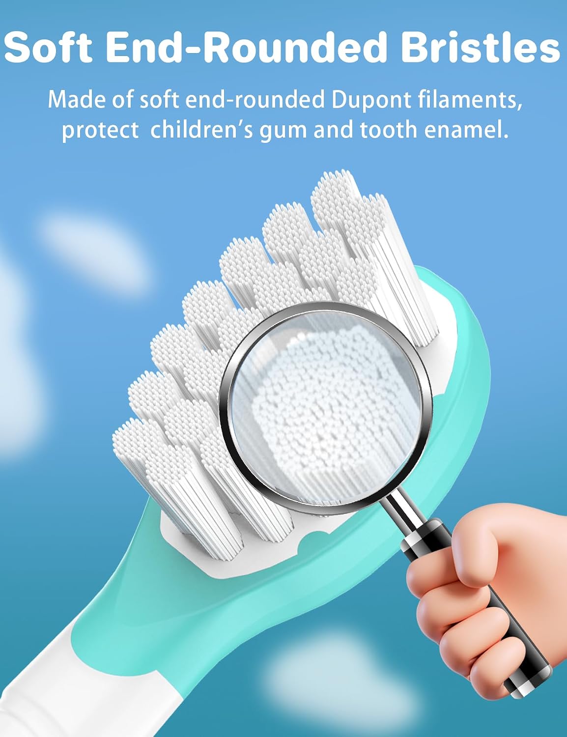 Kids Replacement Heads for Philips Sonicare: 3+ Years Old Child Soft Electric Toothbrush Compact Brush Head, Blue 4 Pack