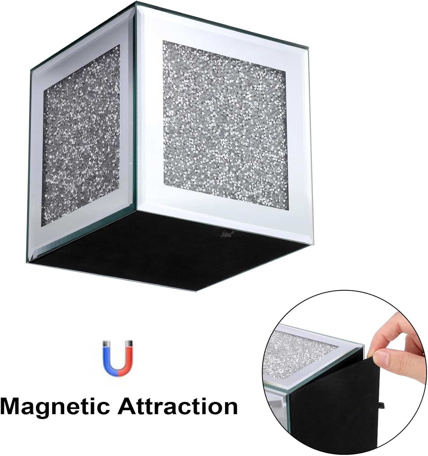 Sumnacon Crystal Square Tissue Box Cover, Silver Glass Cube Tissue Box Holder, Decorative Facial Tissue Holders Dispenser for Bathroom Vanity Dresser Night Stand Table Countertop Office Home Decor