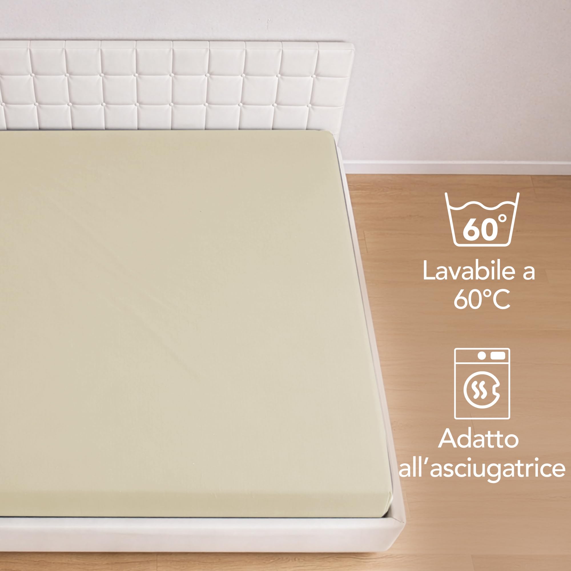 Dreamzie Lenzuolo Con Angoli Matrimoniale Cotone 160x200 cm, 100% Cotone Jersey Elasticizzato - Beige - Oeko-Tex Certificato e Ipoallergenico