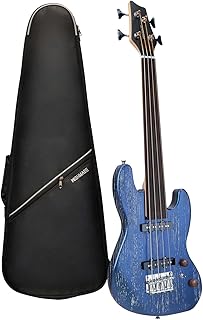 WishMade 36 Inch Electric Bass Guitar Fretless Mini Bass Guitar,Portable Small Size Guitar with Gigbag,Maple Neck(4 String Chameleon)