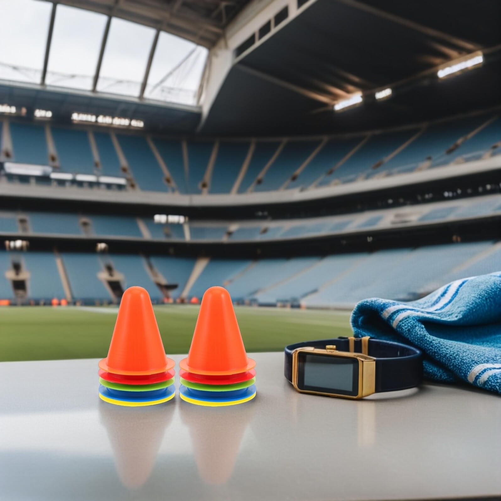 CLISPEED Coni Marcatori Festa Mondiale 30 Unitá in PE Multifunzionali per Allenamento Calcio e Pattinaggio Rotelle 8cm Leggeri e Versatili per Uso All'aperto e Ragazzo Ragazza