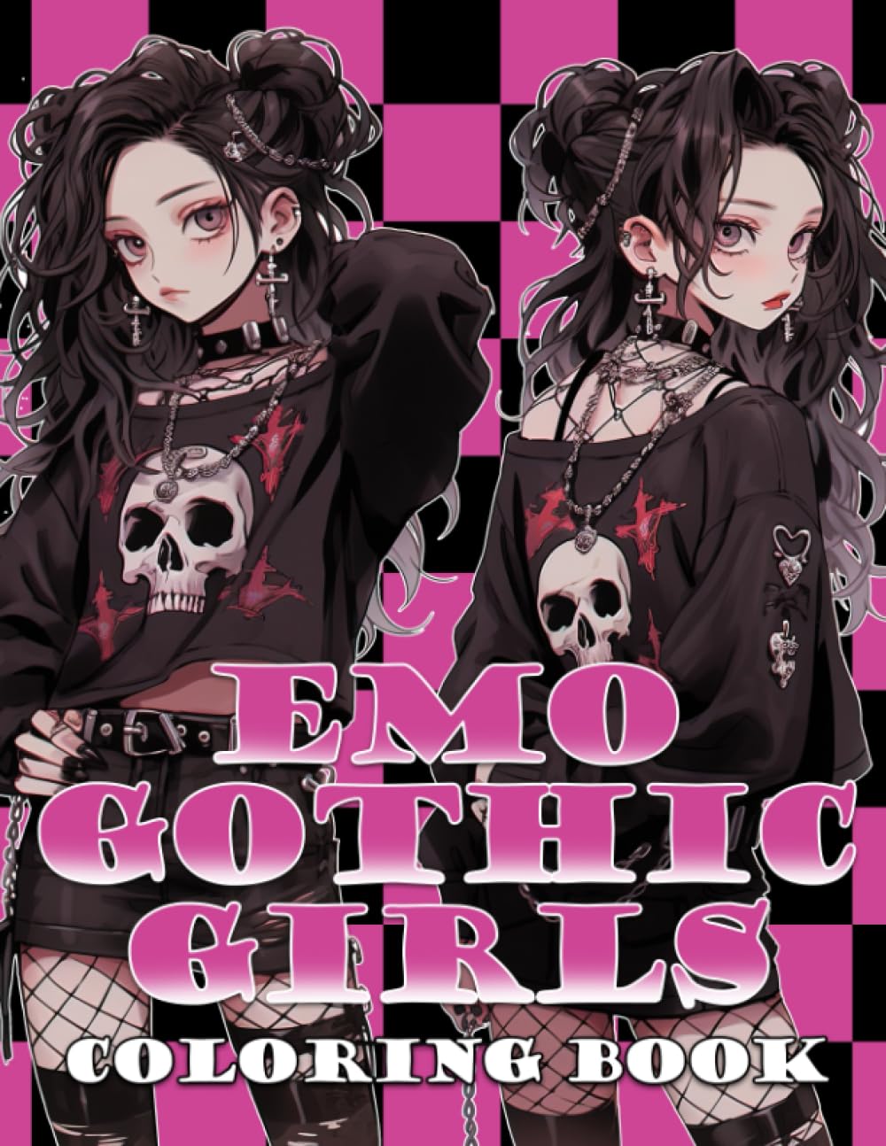 Emo Gothic Girls Coloring Book: Beauty of Dark Aesthetics Coloring Pages with Edgy Fashions Illustrations Special Gift For Grown Ups Fun & Relaxation