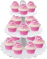 Vista 15 de Soporte para cupcakes de 3 niveles, 2 unidades, torre de exhibición de postres de cartón negro, soporte de pastel de varias capas para bodas