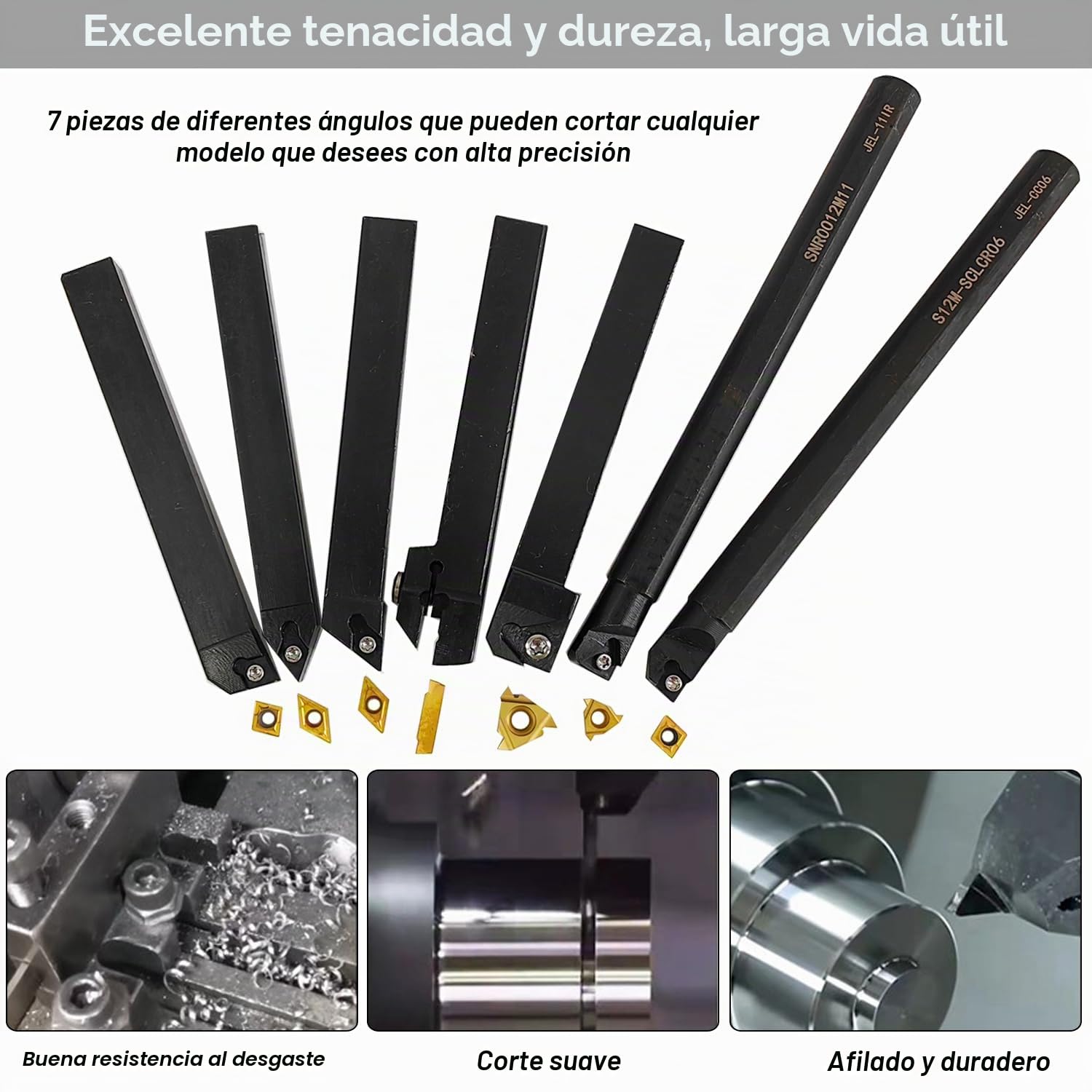 21Pcs 12mm Juego de Herramientas Torneado de CNC de Torno Kit De Soporte De Herramientas Herramienta de Torneado Inserto de Carburo con Insertos De Carburo, Llaves