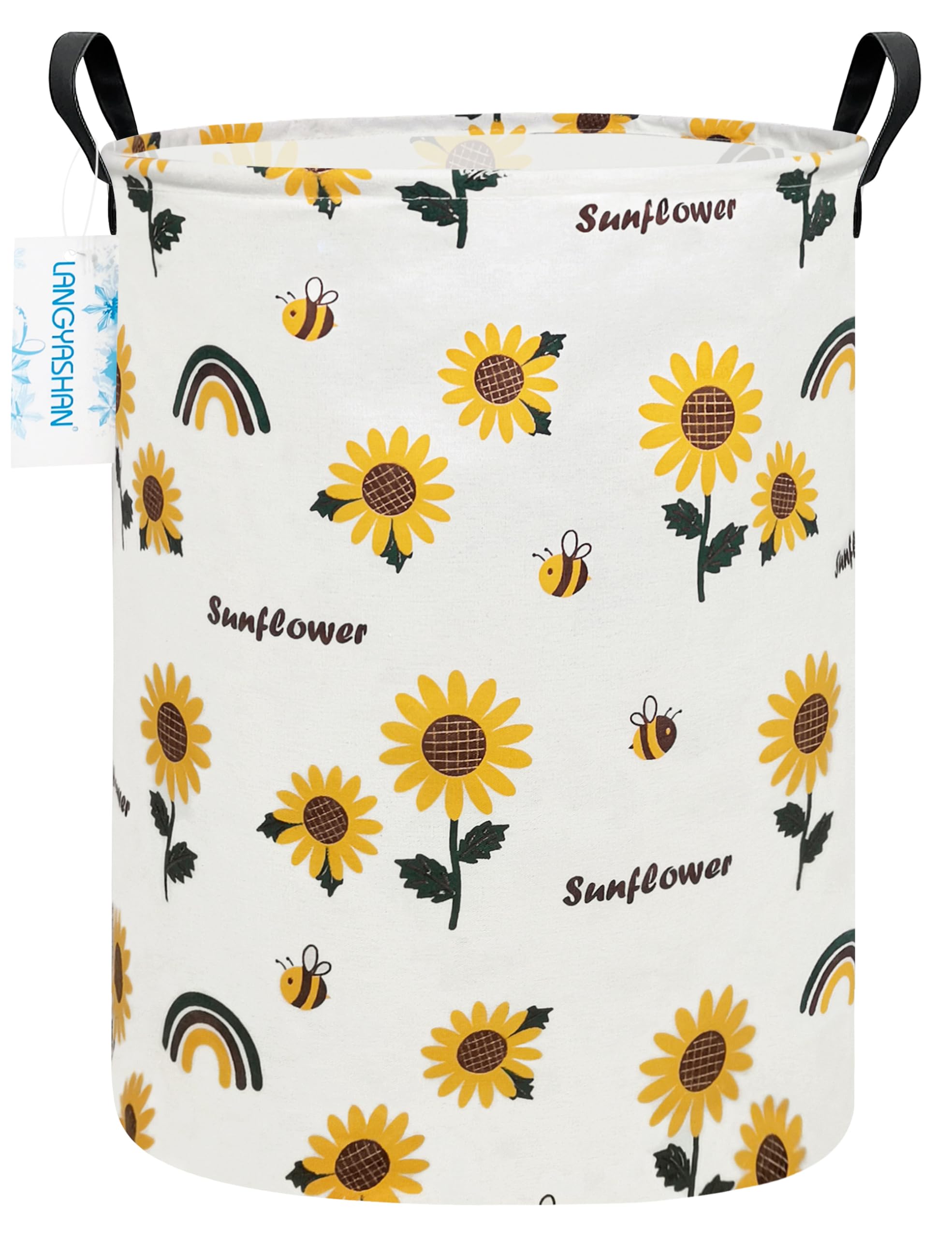 Aufbewahrungskorb, Segeltuchstoff, zusammenklappbar, für Wäschekorb, Spielzeugkörbe, Geschenkkörbe, Schlafzimmer, Kleidung, Babyzimmer (Sonnenblume) | Wasserdichter Aufbewahrungskorb für Kinder, Kleiderkörbe für Kinder, Kinderzimmer, Schlafzimmer, Badezim
