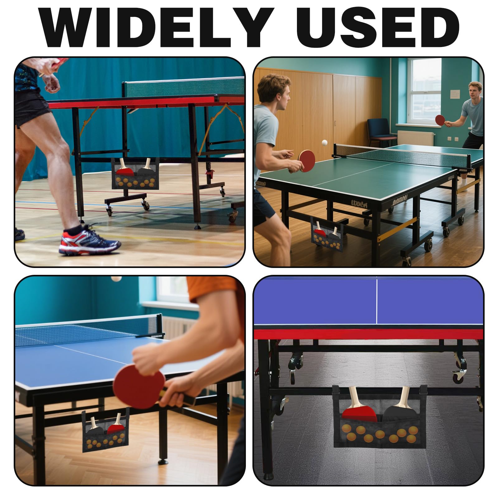 CYUXING Bolsa de Almacenamiento para Palas de Ping Pong con Malla, Accesorios Negros Sencillos para Pelotas y Palas, Soporte Deportivo con Correas, fácil de Instalar — view 7