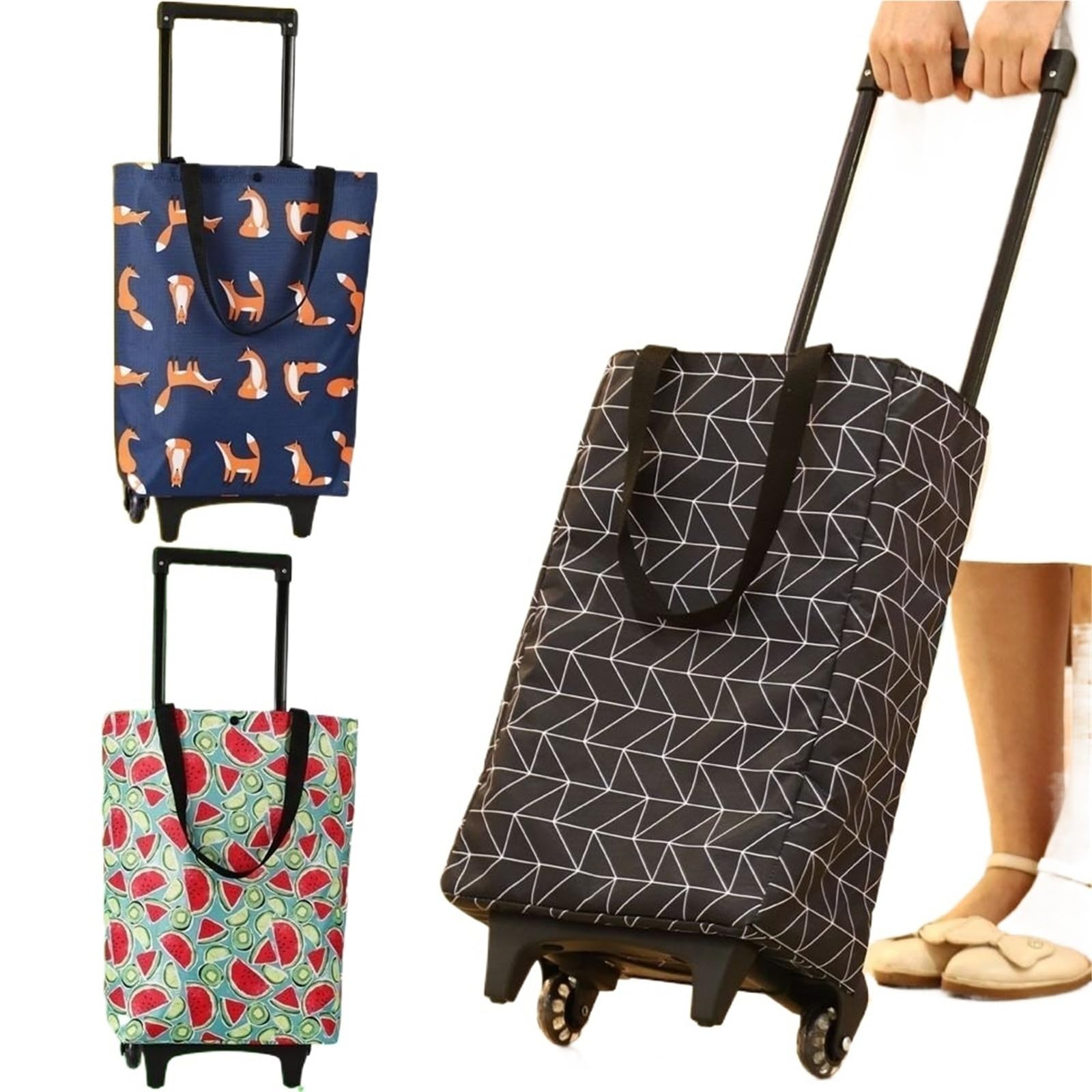 Bolsa De La Compra Plegable con Ruedas Carro de la Compra Plegable del Bolso de la Carretilla con Las Ruedas Que doblan los Bolsos Reutilizables del ultramarinos(4-with Buckle)