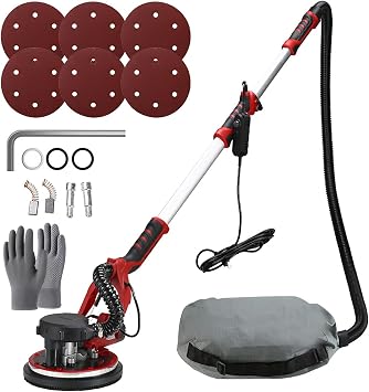 Electric Drywall Sander Pole Sander 110V Automatic Drywall Sander 800W 5 Tier Variable Quick Drying Wall Sander 800-1800RPM Drywall Sander with Telescopic Handle Electric Dry Wall Sander with