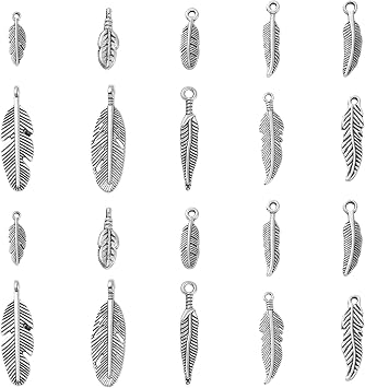 DanLingJewelry 100pcs Tibetan Feather Charms Collection Dream Catcher Feather Charms Pendants for DIY Bracelet Necklace Jewelry Making