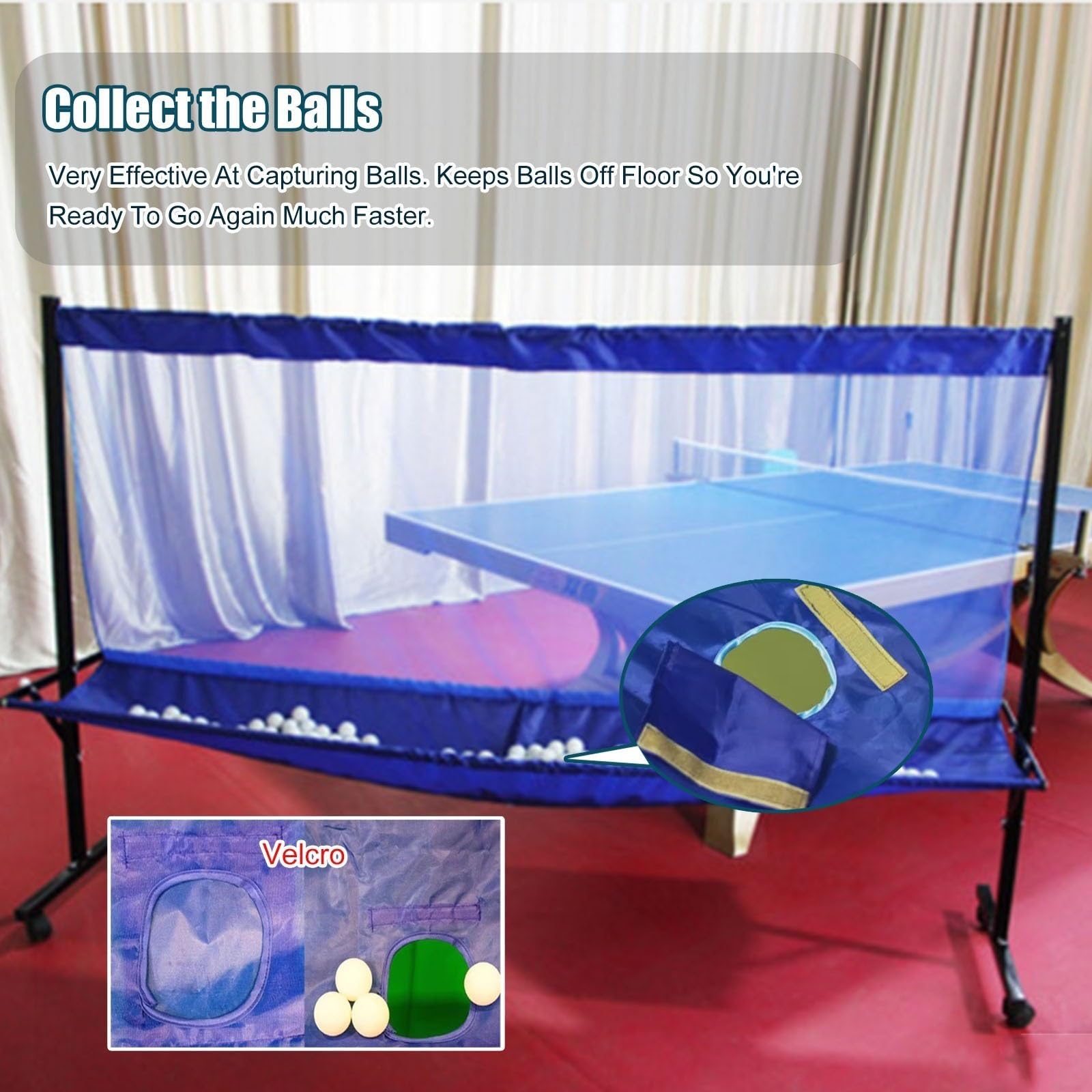Rete da ping-pong rotolante, strumento di allenamento per adulti e bambini per esercizi con più palline, attrezzatura per la raccolta del riciclo di ping pong per la pratica di servizio all'aperto e p