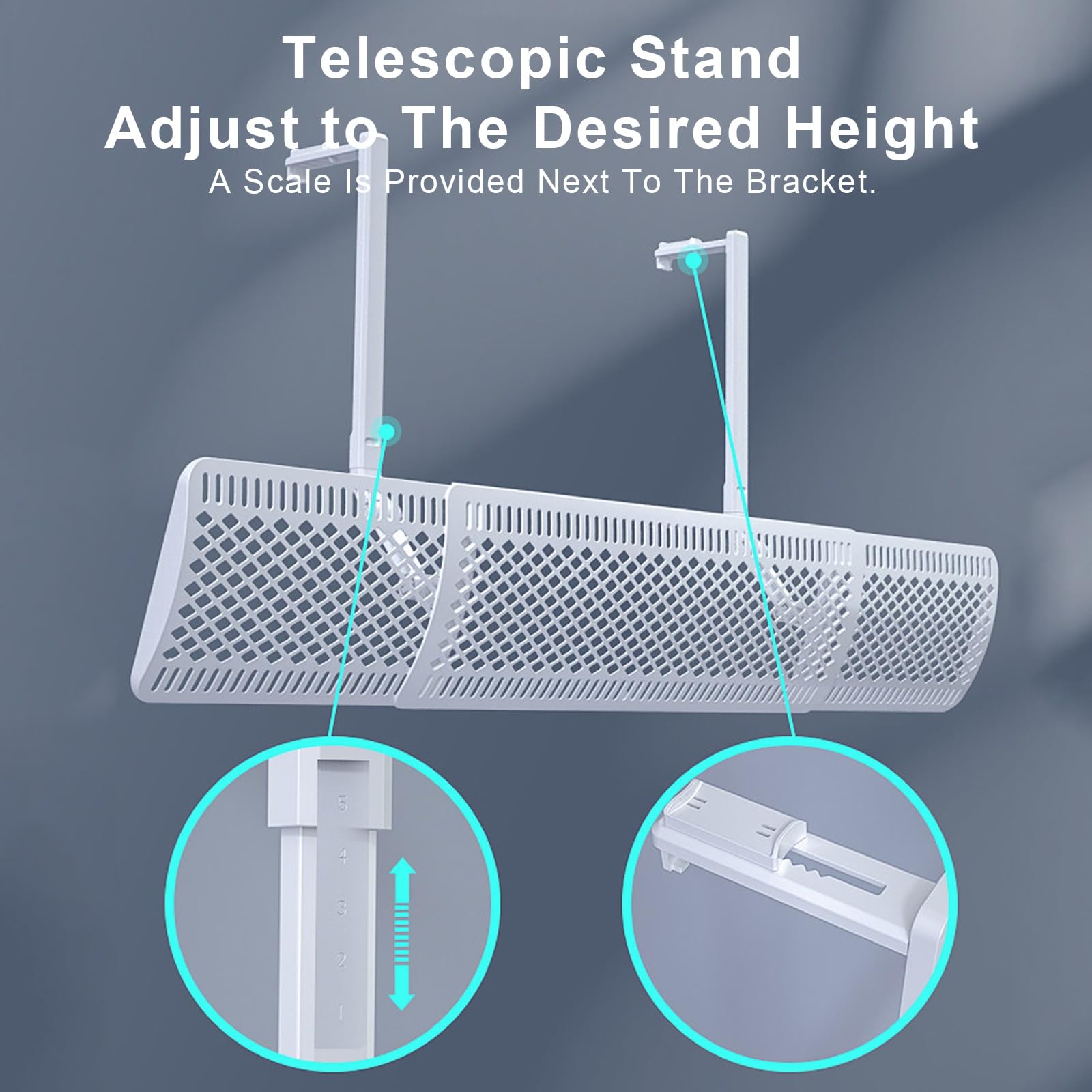 Deflettori Condizionatore, Estensibile, per la Direzione del Flusso d'Aria | Materiale ABS, Design a Fori Fitti, per Casa e Ufficio, Struttura Stabile (Bianco, 56–97x16cm)