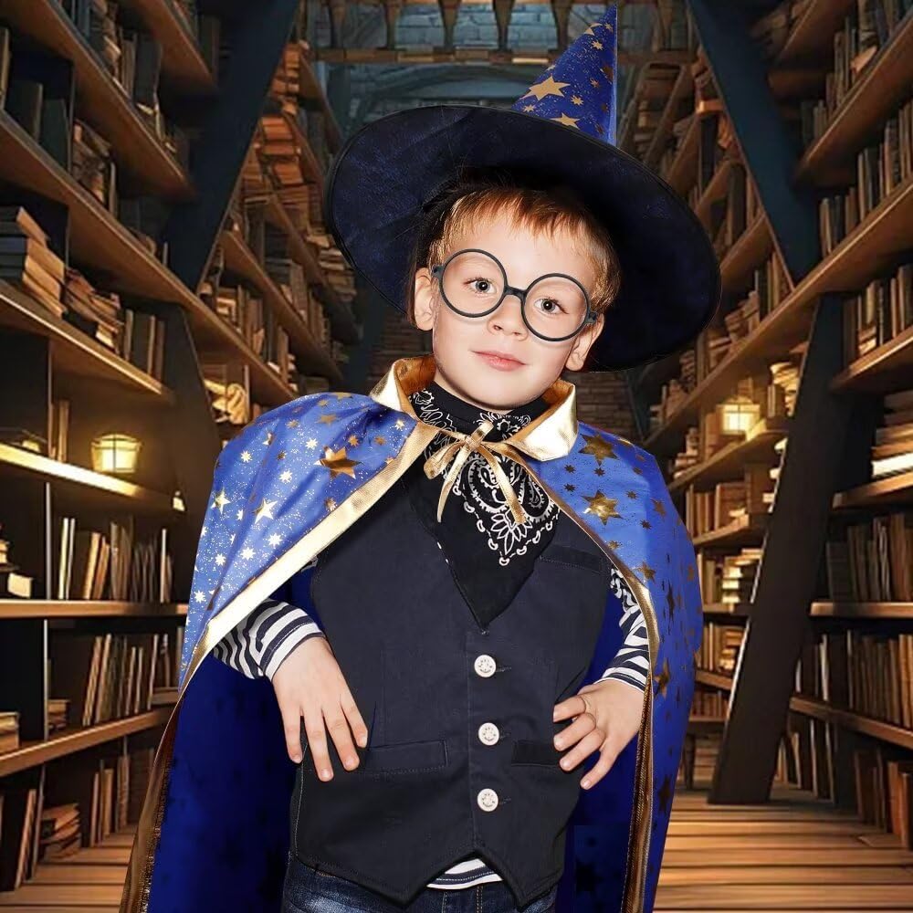 LNCOJOLM Wizard Witch Cloak Costume Kids Witches Capes Wizard Cloak Ghost Costume Set Props