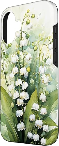 Vista 86 de Funda de fondo para iPhone 13 Pro Beautiful Lily of the Valley Watercolor