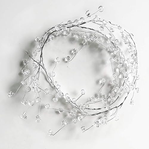 Miniatura 7 de Guirnalda de alambre transparente con cuentas de diamante de 40 pulgadas, guirnalda de cristal acrílico, decoración de boda, fiesta, corona, centro
