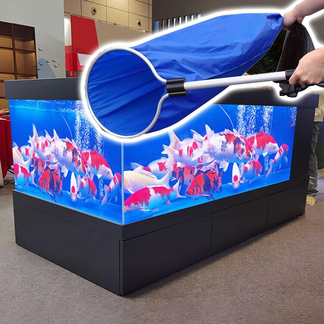 Red de Peces de Acuario Liviana Azul, 1 2 3 4 Piezas Red de Transferencia de Peces Suave Cesta Larga de Malla Koi Tansfer for Cuidado cría desove Peces