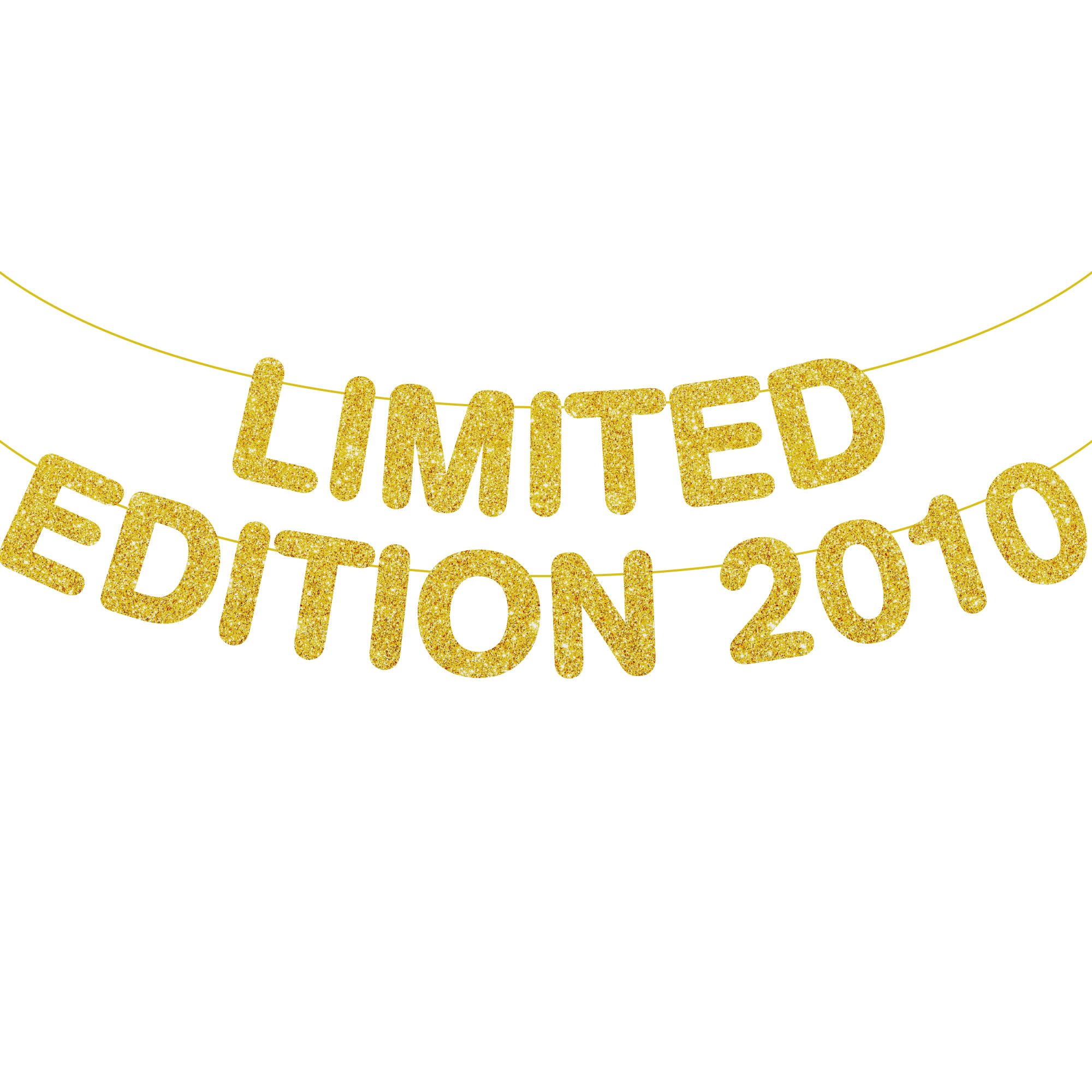 16th Birthday Decorations Gold Banners - 2 Pcs Limited Edition 2010 Themed Party Glitter Banner Level 16 Unlocked Let The Adventure Begin for Boys Girls Bday Celebrations Party Decor Supplies