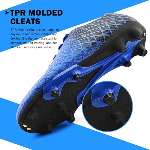 Miniatura 5 de JABASIC - Tacos de fútbol para exteriores para niños, zapatos de fútbol atléticos y firmes