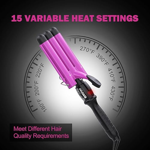 Miniatura 12 de kuwa Plancha rizadora de 3 barriles, herramienta para el cabello, crimpadora de cabello para mujeres, herramienta WaverHair, rizador de cabello