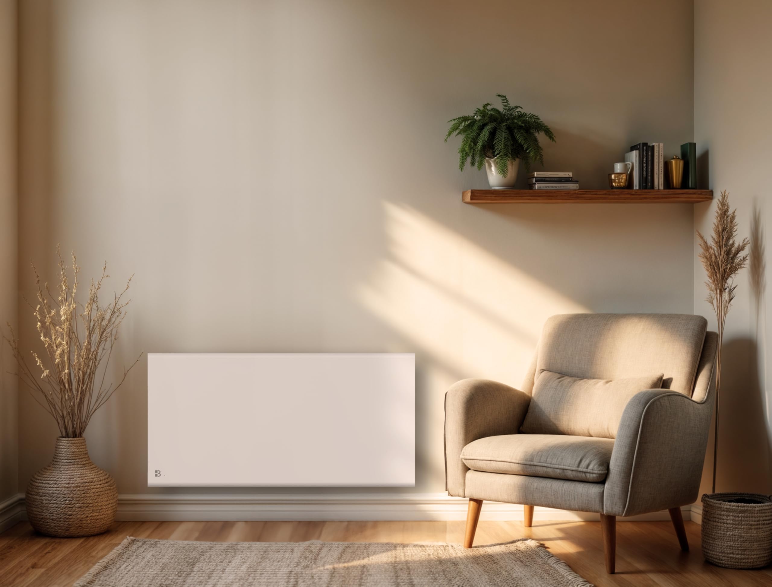 BESTHERM - Ceramiczny grzejnik elektryczny z suchą bezwładnością + folia pozioma 2000 W Bestherm FREYA biała