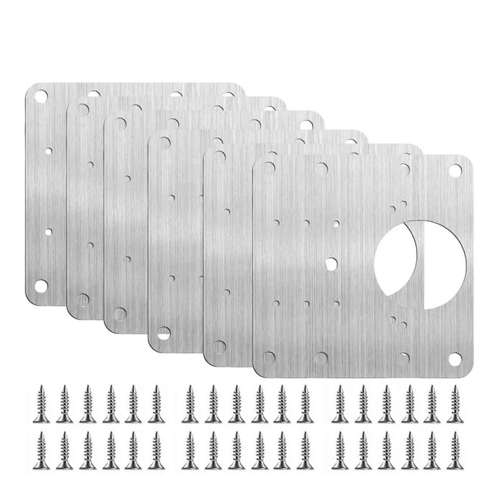 Cbtyacvlp 6Pcs Stainless Steel Hinge Repair Plate Kit With Screws Cabinet Door Mounting Fixing Bracket Furniture Hardware Tool(6Pcs)