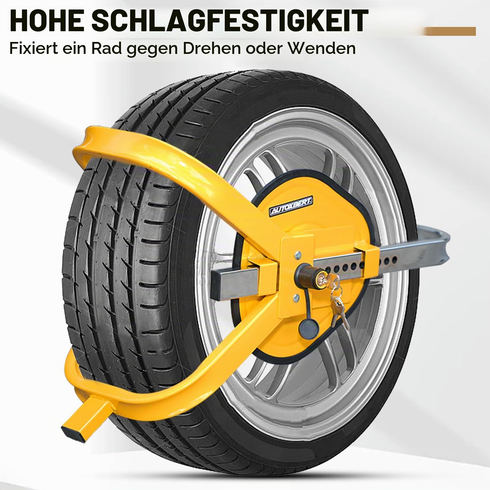 Wegfahrsperre Radkralle Rad Defender Schloss Klemme Reifen Schloss 13-17" Auto Caravan Anhänger Sicherheit Schlüssel