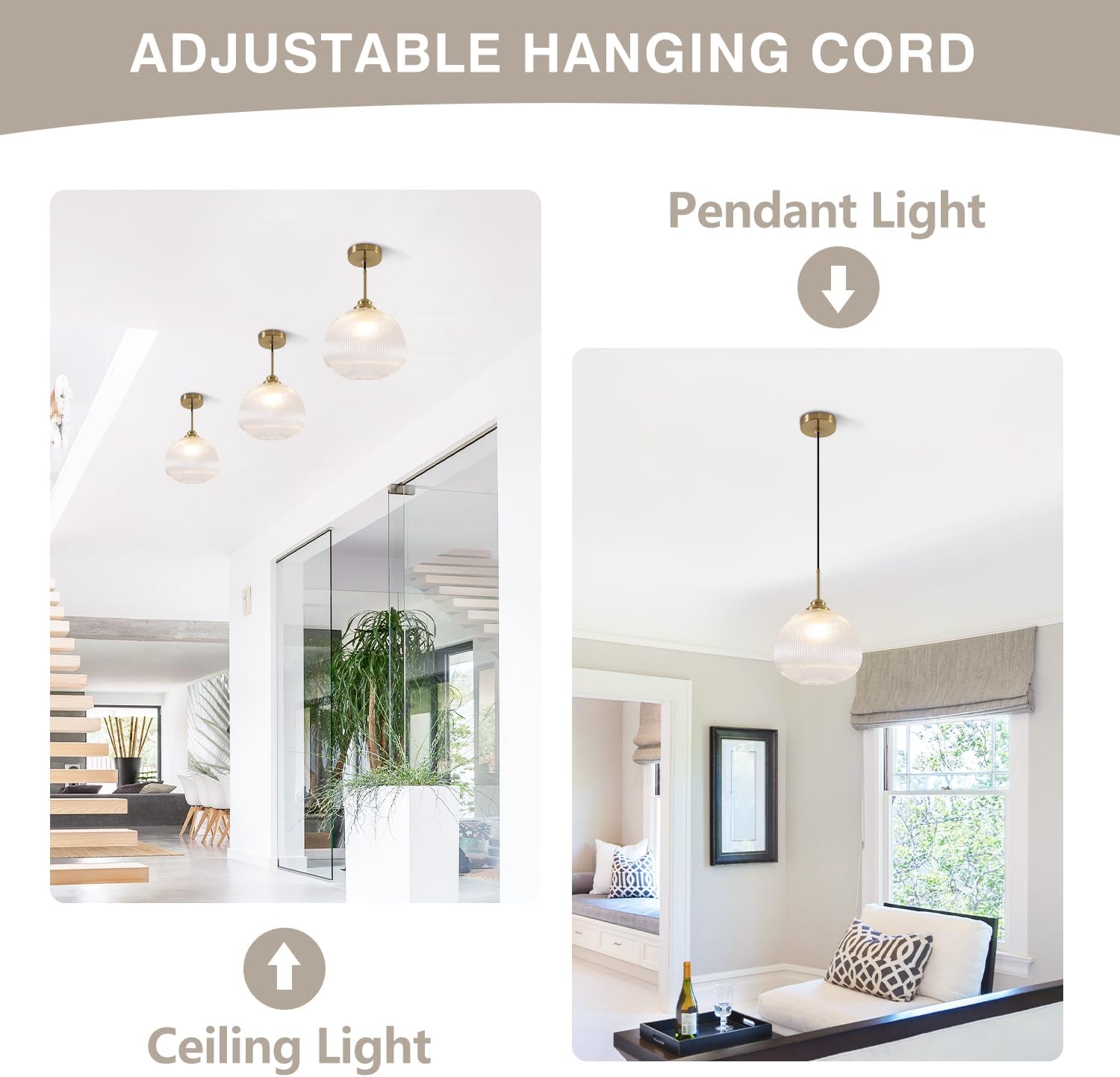 KCO Lighting Vintage Brass Pendant Lights Kitchen Island Lighting Fixture Bubble Glass Pendant Light Large Clear Globe Pendant Light 3 Pack Modern Entryway Hanging Light Fixture