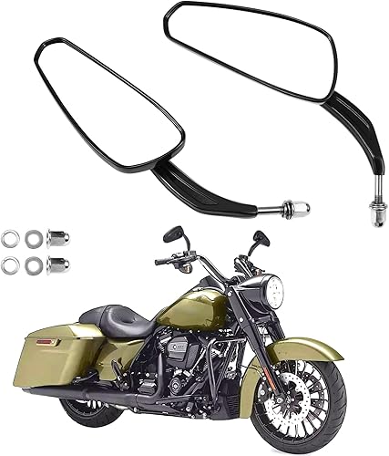 Miniatura 8 de 2 espejos retrovisores Harley color negro para motocicleta Harley Road King Street Electra Glide Road Glide Dyna 1982-2018 2019 2020