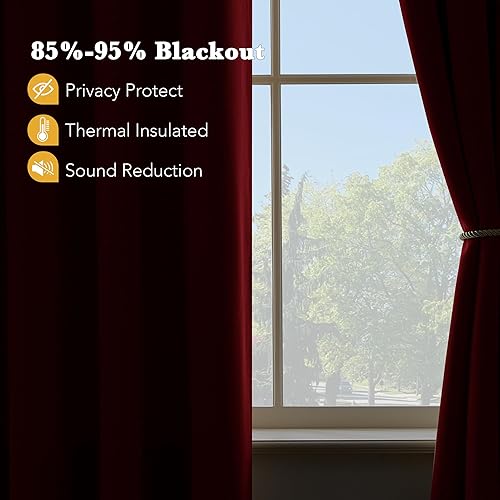 Miniatura 12 de RYB HOME Juego de 2 paneles de cortinas opacas grises de 63 pulgadas de largo, cortinas sólidas resistentes para oscurecer la habitación