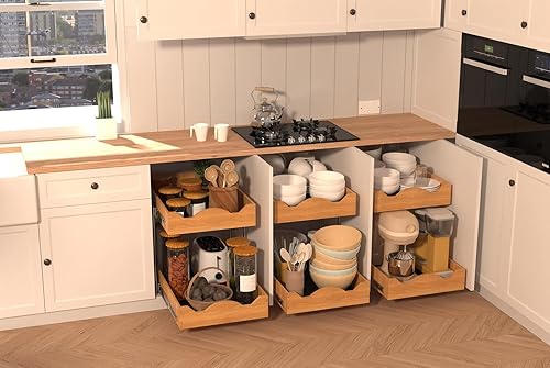 Vista 30 de OCG Organizador de gabinete extraíble de 11 pulgadas de ancho x 21 pulgadas de profundidad, estante deslizante de 2 niveles, cajón extraíble