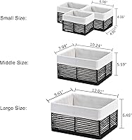 Vista 2 de Vagusicc Cestas de almacenamiento de mimbre, cestas negras de cuerda de papel tejidas a mano para almacenamiento, cestas rectangulares de mimbre
