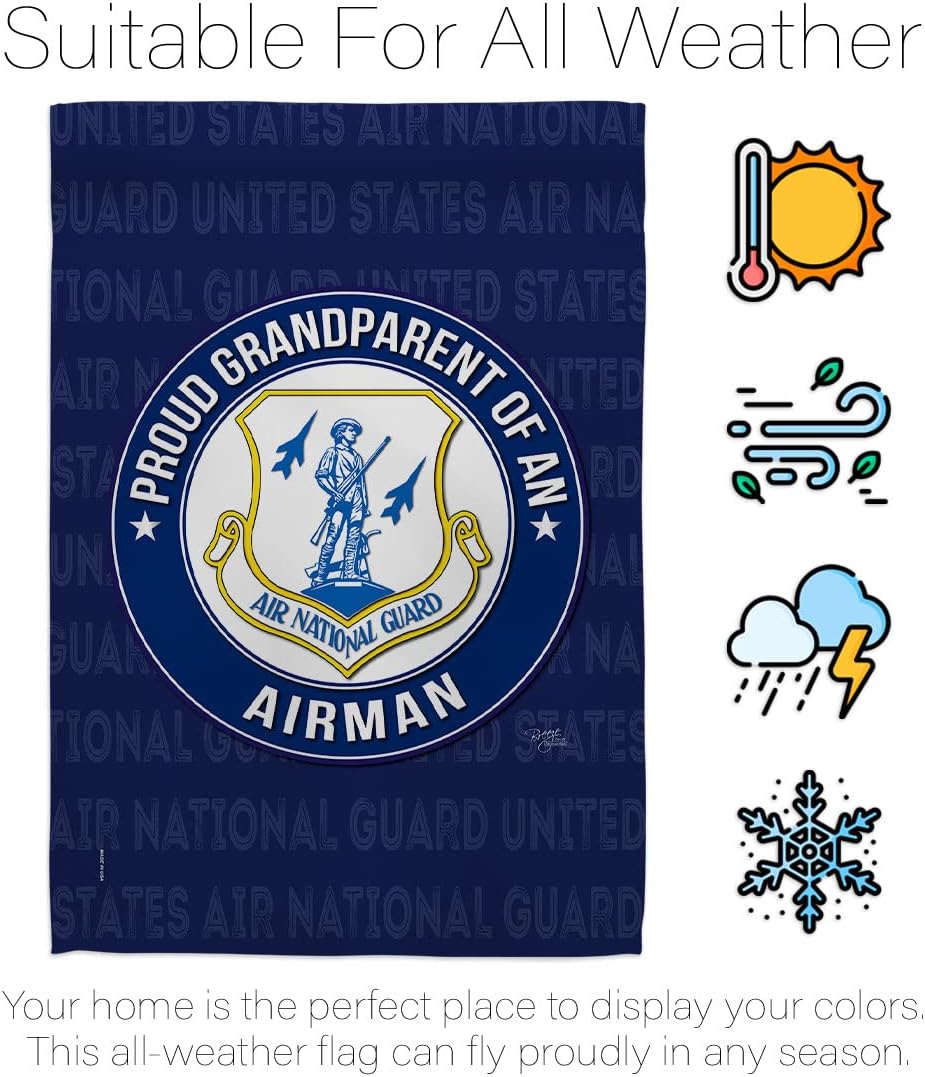 Air Force Proud Grandparent Airman Garden Flag - Armed Forces National Guard ANG United State American Military Veteran Retire Official - House Banner Small Yard Gift Double-Sided 13 X 18.5