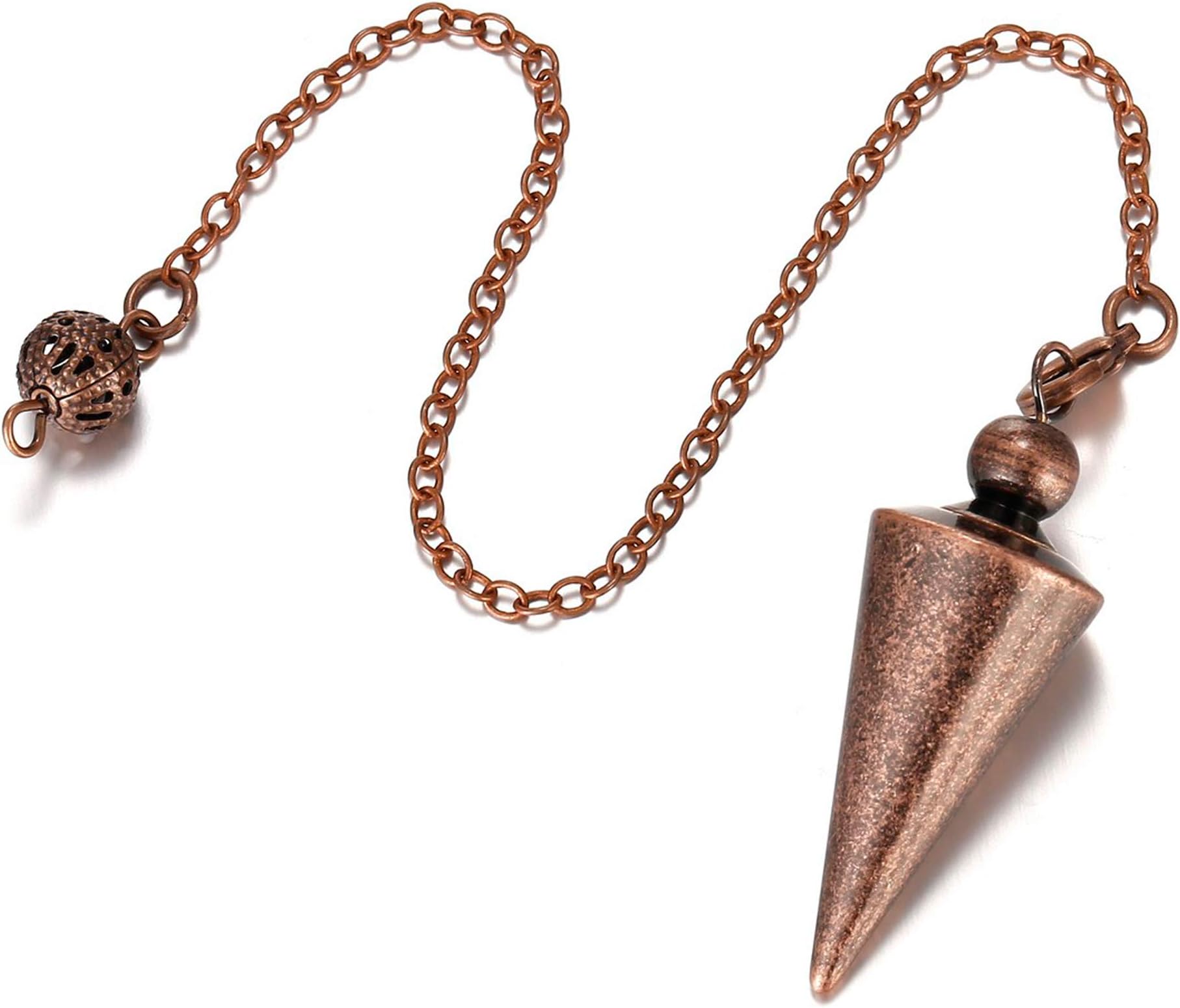 Bronze Metal Copper Spiritual Point Pendulum for Divination Healing Dowsing Wicca Balancing Pointed Cone Pendant Pendulum
