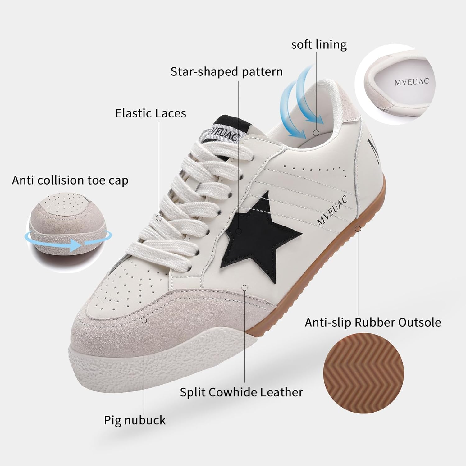 Women's Star Sneakers Comfortable Cushioned Fashion Sneakers Walking Shoes Lightweight Lace-Up Women Flat Shoes Low Top Women Shoes for Walks,Working,Travel,Outdoor,Drives