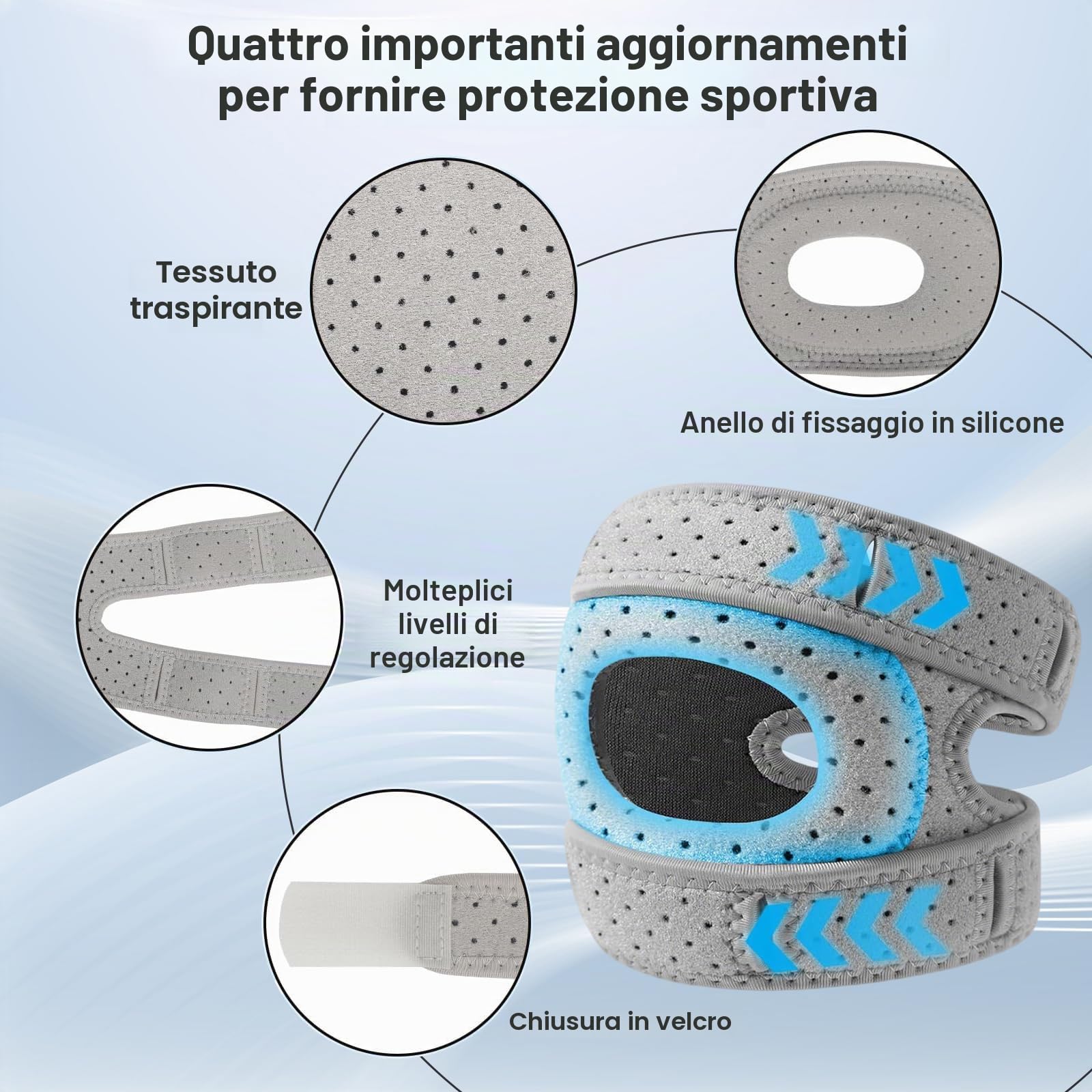 Ginocchiera Rotulea Regolabile 2 Pezzi - Tutore Ginocchio per Menisco e Legamenti, Ginocchiere Ortopediche Sportive per Corsa, Artrite (Stabilità Ottimale)