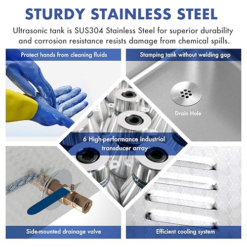 Miniatura 20 de Limpiador ultrasónico de piezas de 200 W calentado 2L (capacidad líquida de 1.5L) para carburadores pequeños, inyectores, pistolas, balas de latón