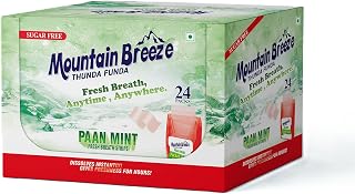 Mountain Breeze Oral Hygiene Mouth Freshener Sugar Free Paan Mint Flavoured Breath Strips (24 Strips each Cassatte)-Pack of 24