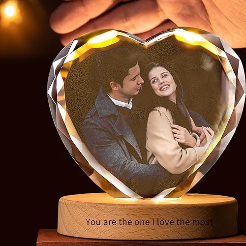 Miniatura 4 de Marco de cristal con forma de amor personalizado con foto personalizada, regalo personalizado para seres queridos, aniversario de boda, decoración